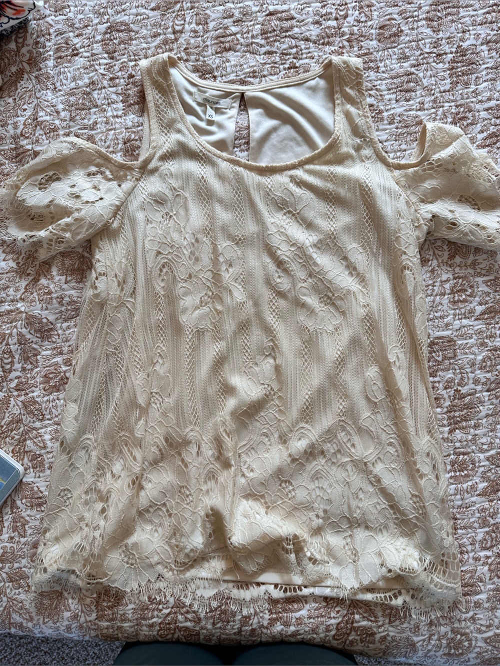 Maurices Cream Lace Knit Chemise Top